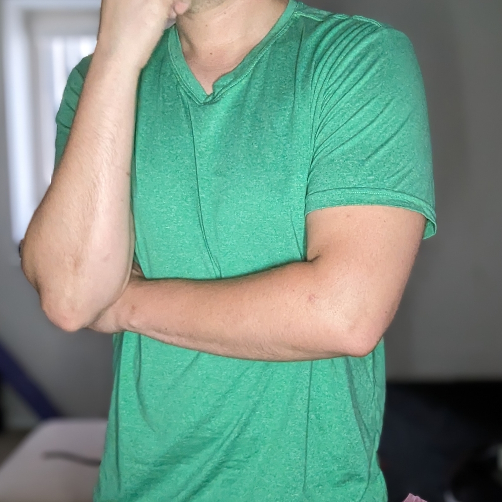 Green V-Neck T
